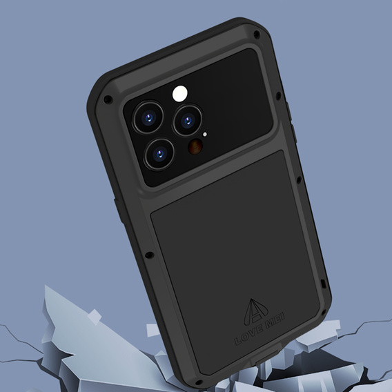 Love Mei Case for iPhone 14 Pro, armored with glass, black