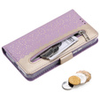 Flip case for Samsung Galaxy S22+ Plus 5G, Wallet Pocket Zipper Lace, purple