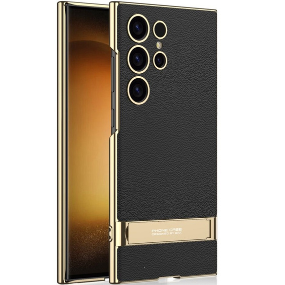 Case for Samsung Galaxy S24 Ultra, Electro Frame Leather, with stand, black