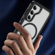 Case with frame for Samsung Galaxy S23 FE, for MagSafe, transparent / black
