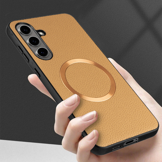 Case for Samsung Galaxy S24 FE, Leather Hybrid MagSafe, gold