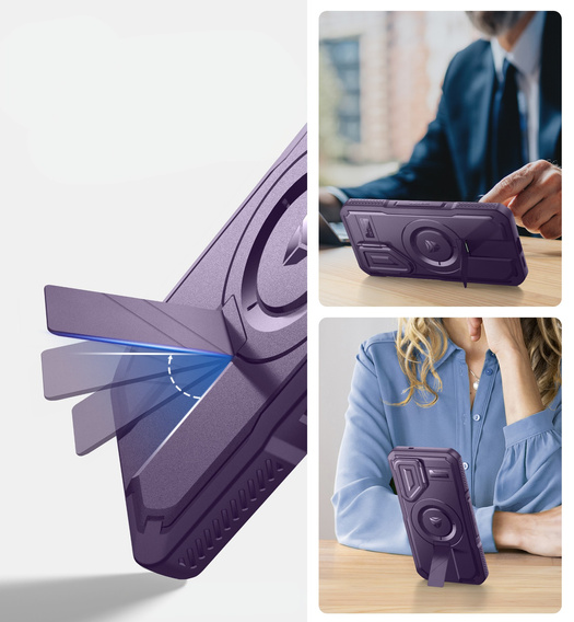 Armored case for Samsung Galaxy S25, Dexnor CamProtect MagSafe, purple (Two frames)