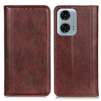 Case for Motorola Moto G24 / G24 Power / G04, Wallet Litchi Leather, brown