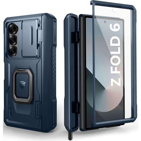 Armored case for Samsung Galaxy Z Fold 6 5G, Dexnor Full Body S-Pen Slot, blue