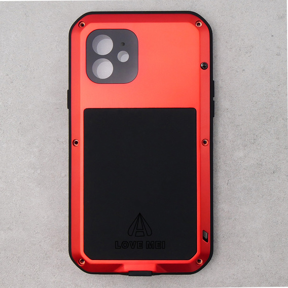 Love Mei Case for iPhone 12, armored with glass, red