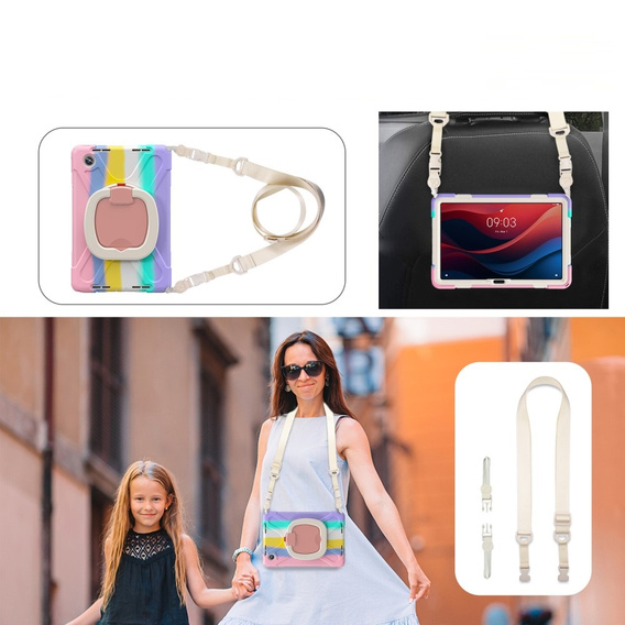 Children's case for Lenovo Tab M11, armored with strap, multicolor