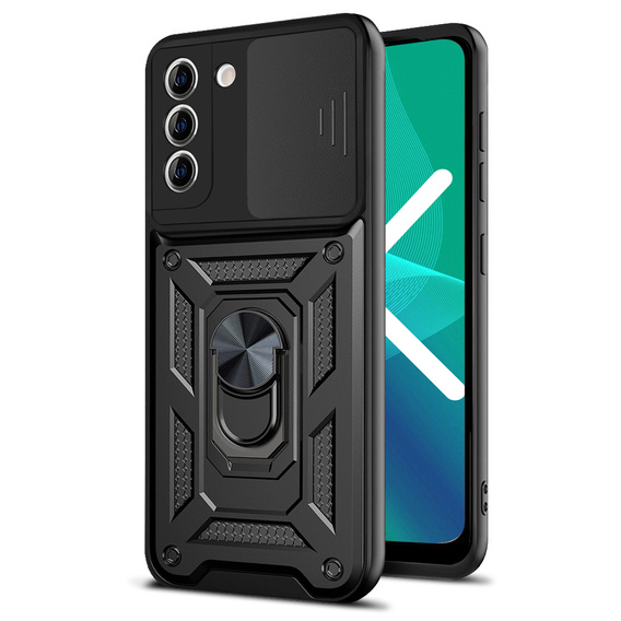 Armored case for Samsung Galaxy S21 FE, armored Slide Ring, black + 9H glass