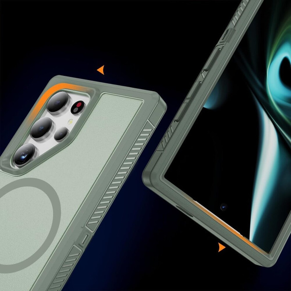 Case with frame for Samsung Galaxy S22 Ultra, for MagSafe, green