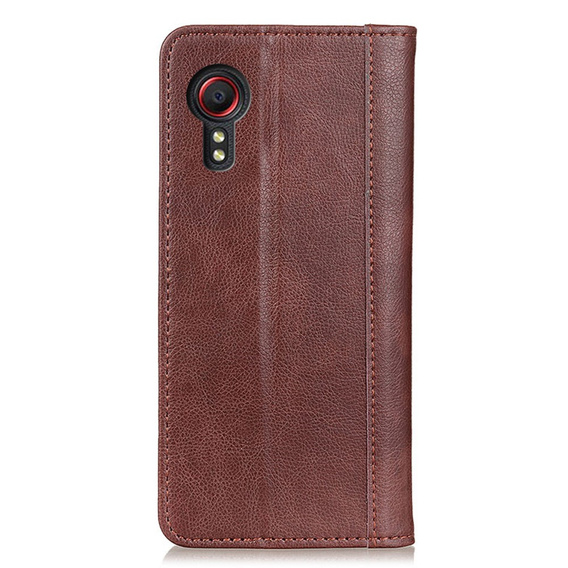 Case for Samsung Galaxy Xcover 7, Wallet Litchi Leather, brown