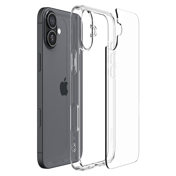 Spigen case for iPhone 16 Plus, Ultra Hybrid, transparent + 9H Tempered Glass
