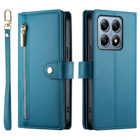 Flip case for Xiaomi 14T Pro, Wallet Zipper Pocket, blue