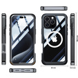 Case for iPhone 16 Pro, Shockproof, with glass, for MagSafe, black