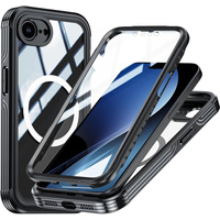 Case for iPhone 16E, Shockproof, with glass, for MagSafe, black