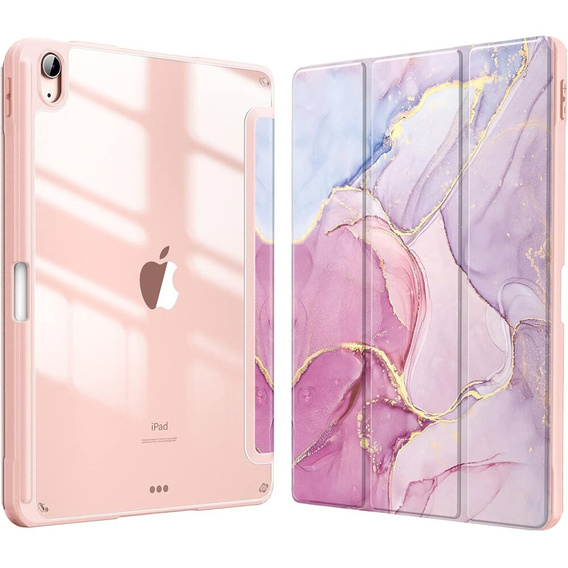 Case for iPad 10.9" 2022 (10 gen.), Smartcase Hybrid, with stylus space, Marble pink