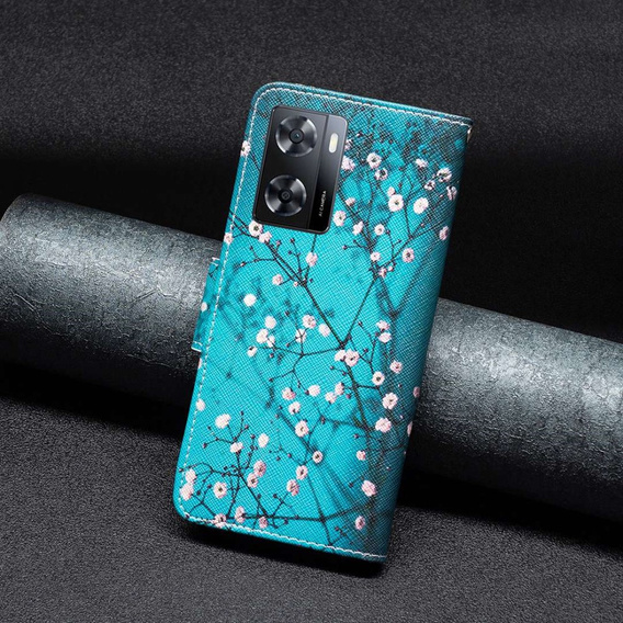 Flip case for OPPO A57 / A57s, Wallet, Sakura, blue