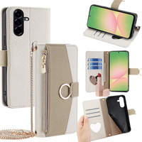 Flip case for Samsung Galaxy A56 5G, Wallet Zipper Pocket, with mirror, white