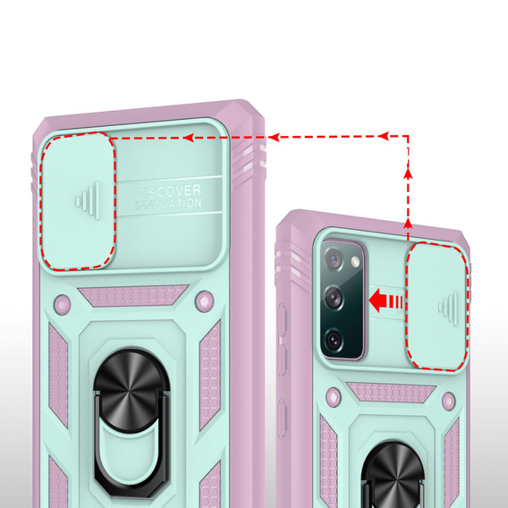 Case for Samsung Galaxy S20 FE, CamShield Slide, green/pink