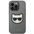 Karl Lagerfeld Case for iPhone 14 Pro, Saffiano Choupette Head Patch, silver