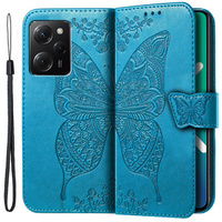 Flip case for Xiaomi Poco X5 Pro 5G, Butterfly, blue