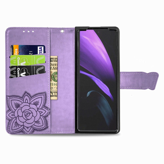 Flip case for Samsung Galaxy Z Fold 4 5G, Butterfly, purple