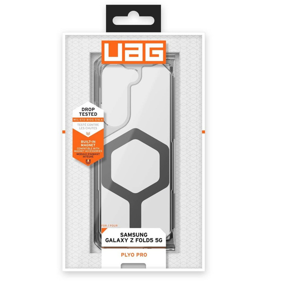 Urban Armor Gear Case for Galaxy Z Fold 5 5G, Plyo MagSafe, transparent / gray