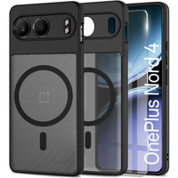 Case for OnePlus Nord 4, for MagSafe, ERBORD Matt Case, black + Screen Glass
