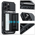 TPU + PC armoured case with card slot, black for iPhone 16 Pro Max