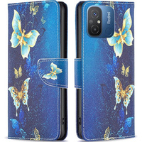 Flip case for Xiaomi Redmi 12C, Wallet, butterfly, blue
