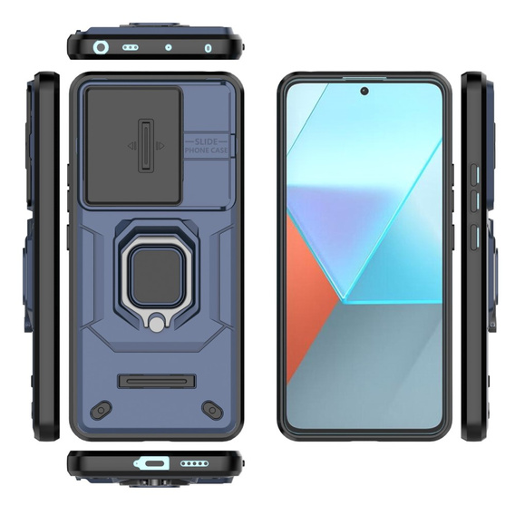 Case for Xiaomi Redmi Note 13 Pro 5G, KickStand Camera Lens, blue