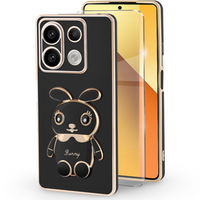 Case for Xiaomi Redmi Note 13 5G, Rabbit, black + 9H Tempered Glass