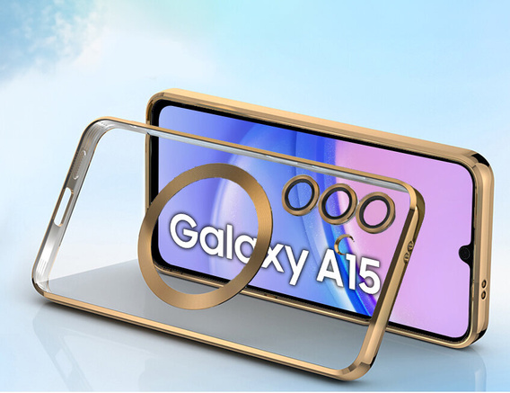 Case for Samsung Galaxy A15 4G/5G, Electro MagSafe, gold + Screen Glass