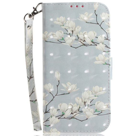 Flip case for Motorola Edge 50 Pro 5G, Wallet, Magnolia Flowers grey