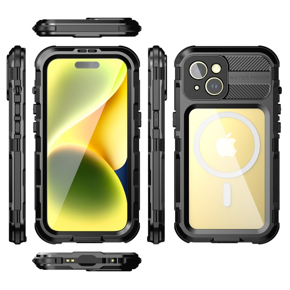 IP68 Waterproof Case for iPhone 15, SHELLBOX MagSafe, black