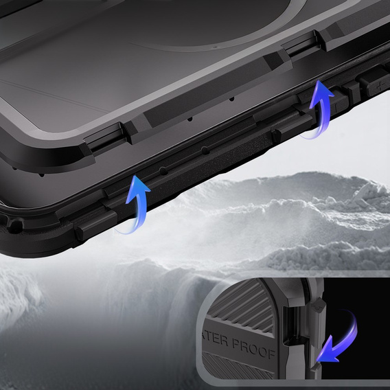 IP68 Waterproof Case for iPhone 16 Pro, SHELLBOX MagSafe, black