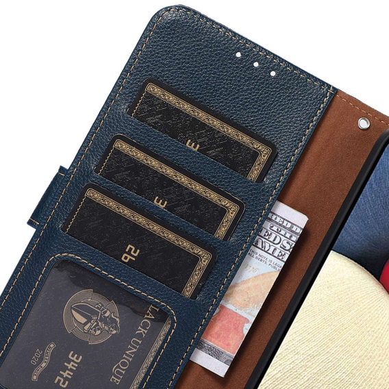 Flip case for OnePlus 12 5G, KHAZNEH RFID, blue / brown