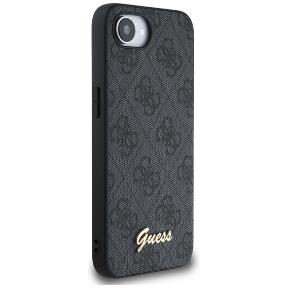 GUESS Case for iPhone 16E, 4G Metal Gold Logo, black