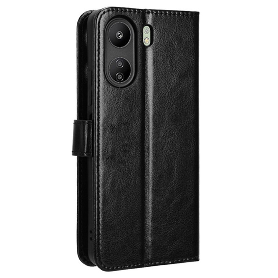 Flip case for Xiaomi Redmi 13C / Poco C65, Crazy Horse Wallet, black