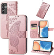 Flip case for Samsung Galaxy S24 FE, Butterfly, pink rose gold