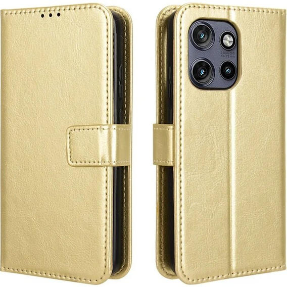 Flip case for Motorola Edge 50 Neo / Motorola ThinkPhone 25, Crazy Horse Wallet, gold