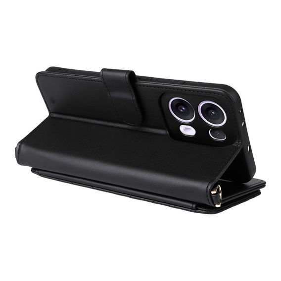 Crossbody Leather Wallet flip case for Oppo Reno 13 Pro 5G, black