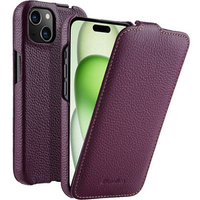 MELKCO flip case for iPhone 15 Plus, leather, flip, purple
