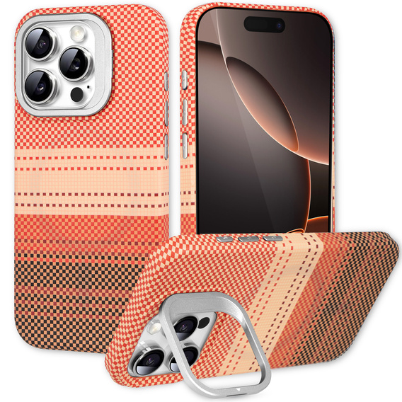 Case for iPhone 16 Pro, Frame Kickstand, for MagSafe, Sunset Orange