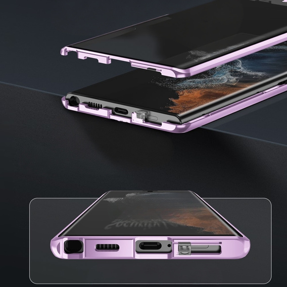 Magnetic Dual Glass MagSafe case for Samsung Galaxy S24 Ultra, purple