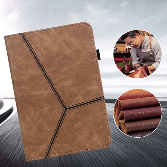 Case for Samsung Galaxy Tab S10 Lite / S10 FE / S9 FE / S9, Classic, with space for stylus, brown