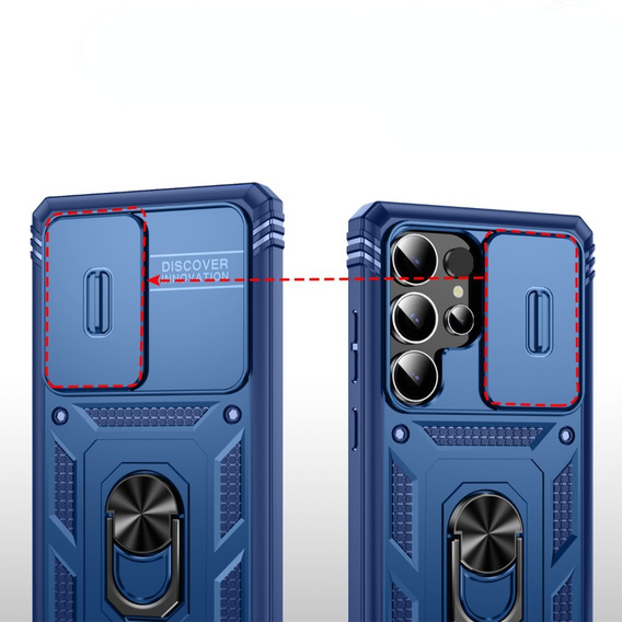 Case for Samsung Galaxy S25 Ultra, KickStand Camera Lens, blue