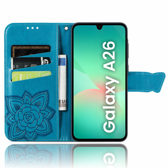 Flip case for Samsung Galaxy A26, Butterfly, blue