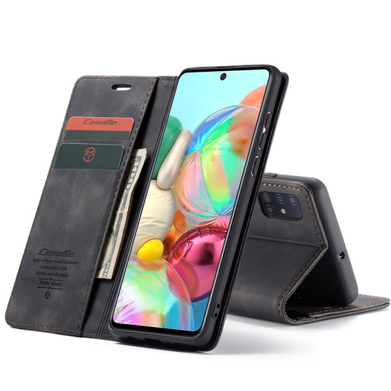 CASEME case for Samsung Galaxy A71, Leather Wallet Case, black