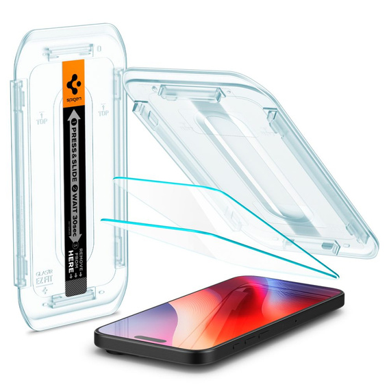 Spigen tempered glass for iPhone 17 / 17 Pro / 16 Pro, Glas.TR EZ Fit (2 pcs.)