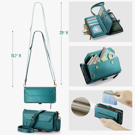 Wallet case with lock and straps for Samsung Galaxy A17 5G - green