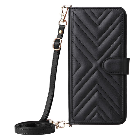 Crossbody Leather Wallet flip case for Realme 14 Pro+ 5G, Black
